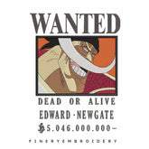One Piece Whitebeard Edward Newgate Wanted  - Anime - Embroidery Design - FineryEmbroidery